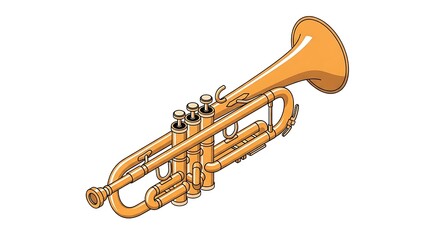 Obraz premium Golden Brass Trumpet Musical Instrument Illustration