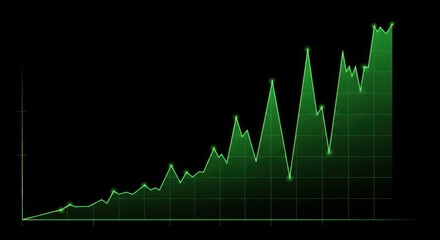 Green line graph showing an upward trend on a black background