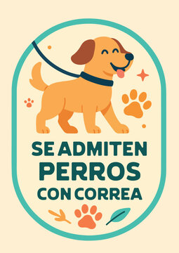 R&oacute;tulo para imprimir en comercio se admiten mascotas con correa