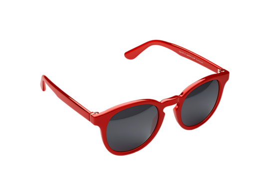 Women glamorous red sunglasses isolated on transparent background.