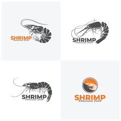 Shrimp for Seafood Restaurant logo design vector. Shrimp logo template illustration