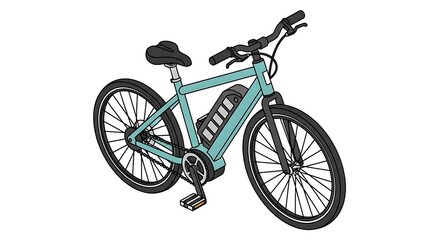 Obraz premium Electric Bicycle Illustration with Battery on White Background