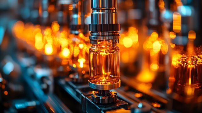 A machine is making bottles of liquid - Powered by Adobe