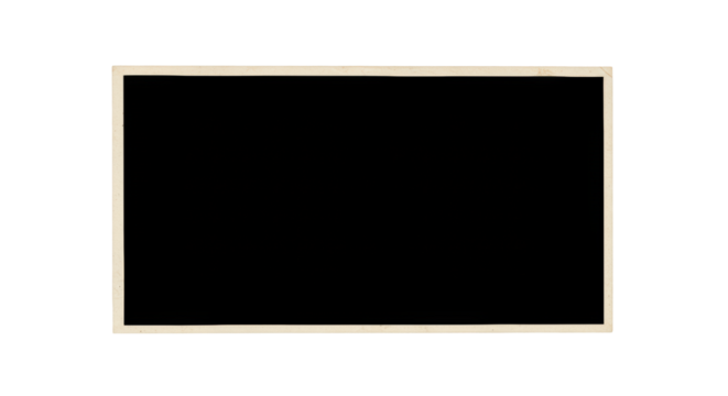 Isolated vintage photo frame, aged and distressed with ragged edges and textured sepia paper, centered against a transparent background with a blank black space, concept of history and new