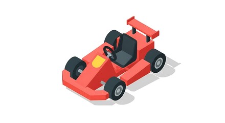 Fototapeta premium Isometric Red Racing Go-Kart Illustration