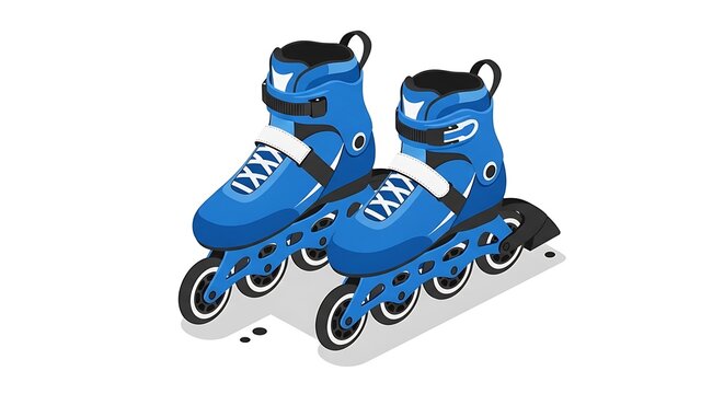 Blue Inline Skates Pair in Isometric Style