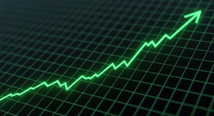 Green line graph showing business growth and success concept