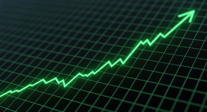 Green line graph showing business growth and success concept
