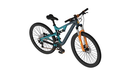 Obraz premium Stylish Full Suspension Mountain Bike Digital Illustration on White