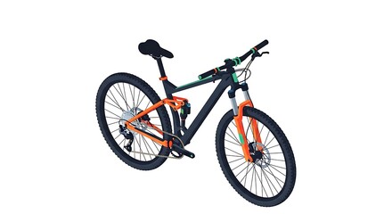 Obraz premium Modern Full Suspension Mountain Bike Vector Illustration Isolated on White