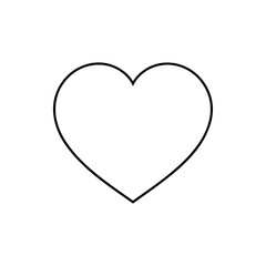 Single black outlined heart shape representing love and affection on white background