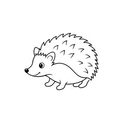 Adorable cartoon hedgehog outline drawing with friendly expression and spiky quills