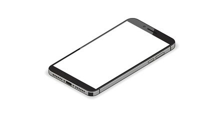 Sleek Isometric Smartphone with Blank White Screen for Custom Content