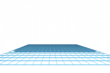 Blue grid floor extending into perspective on a transparent background, creating a visual representation of 3d space