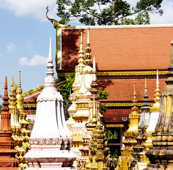 pagodas multicolor en el patio