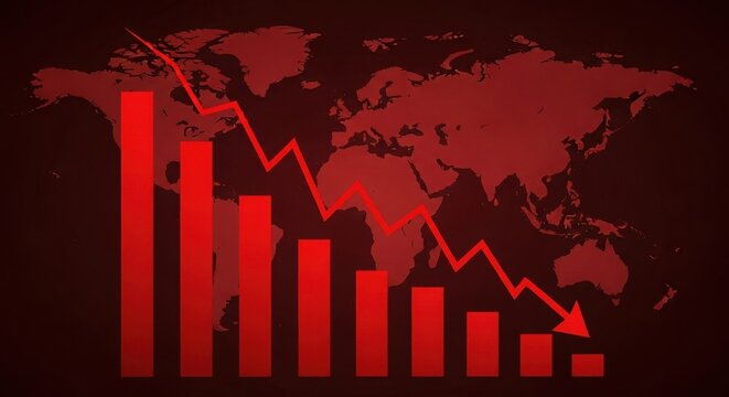 Global economic crisis with world map and falling graph chart - Powered by Adobe