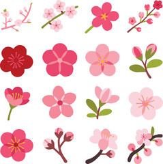 sakura floral vector illustrations with cherry blossom branches in pink spring petals design ai eps jpeg png