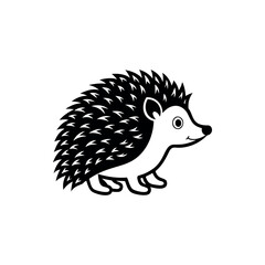 Cute stylized black and white hedgehog illustration with thick outline design