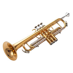 Obraz premium Golden Brass Trumpet Musical Instrument on transparent background