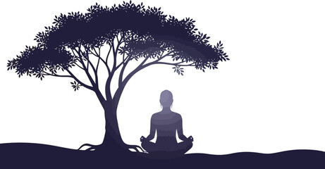 Find inner peace with a mindful meditation session under a serene tree, promoting wellness and tranquility for a balanced life
