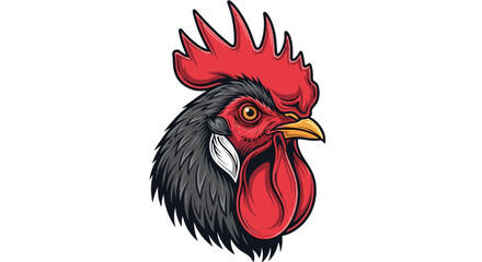 Illustration of a proud rooster head with red comb and wattle a symbol of morning and farm life