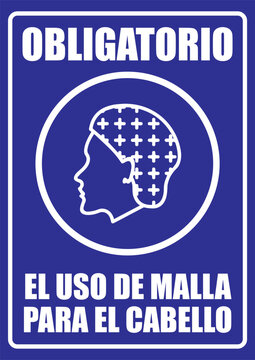 R&oacute;tulo uso obligatorio de malla para el cabello higiene alimentaria