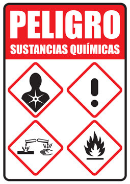 R&oacute;tulo peligro sustancias qu&iacute;micas se&ntilde;al de advertencia imprimible