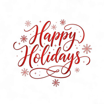 Happy holidays calligraphy with snowflakes isolated on transparent background