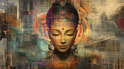 Urban Zen: A Woman's Peaceful Meditation Amidst Cityscape