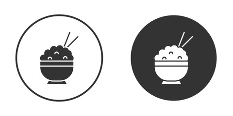 Rice bowl icon flat illustrations. vector art.
