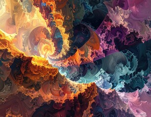 Abstract Fractal Pattern with Neon Highlights