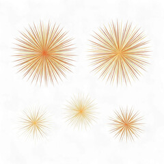 Fototapeta premium Golden bursting fireworks isolated on transparent background