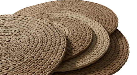 Set of Round Woven Placemats in Natural Earth Tones