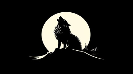 Howling Wolf Under the Moonlight: A Nighttime Silhouette