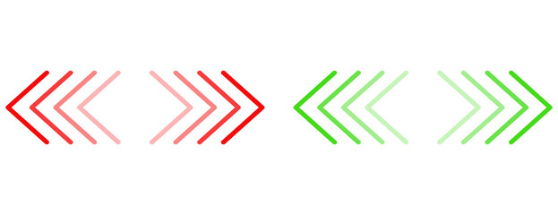 fading arrow in red and green, arrow pointing left and right