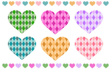 アーガイルチェックハート／ハートセット