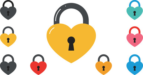 heart shaped padlock surrounded by various colorful locks