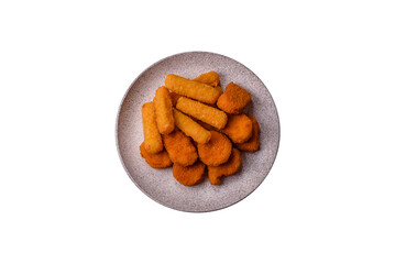 Chicken nugget with sauce, crispy nutritious fast food. Chicken nugget