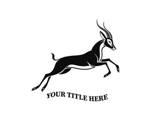 Obraz premium A striking, minimalist silhouette of a springbok in mid-leap against a pure white background