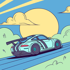 retro car on the beach