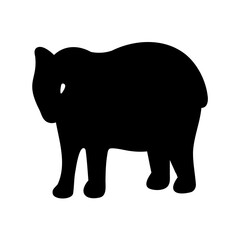 Simple Black Bear Silhouette Standing on a White Background Illustration