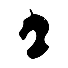Abstract Black Horse Head Silhouette with Mane on a White Background