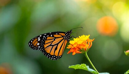 Fototapeta premium Monarch butterfly on a flower in soft focus