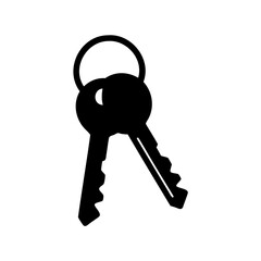 Black and white image depicting two keys on a key ring