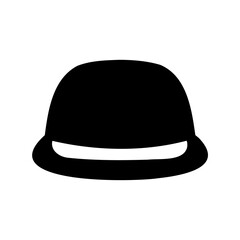 Simple image of a black bowler hat with a white background