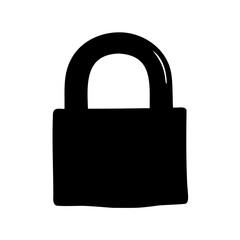 Stylized Vector Illustration of a Classic Padlock in Solid Black on White
