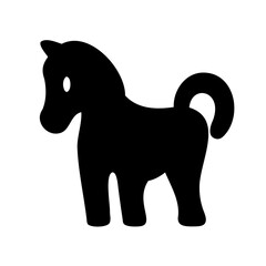 Black and white horse silhouette in cartoon style vector illustration
