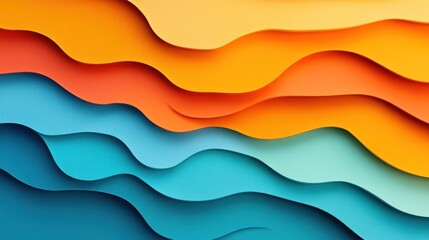 Abstract Colorful Waves: A Layered Papercut Design