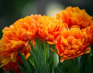 Close-up of vibrant orange tulips