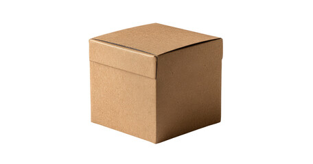 Fototapeta premium A light brown, square cardboard box with a closed lid